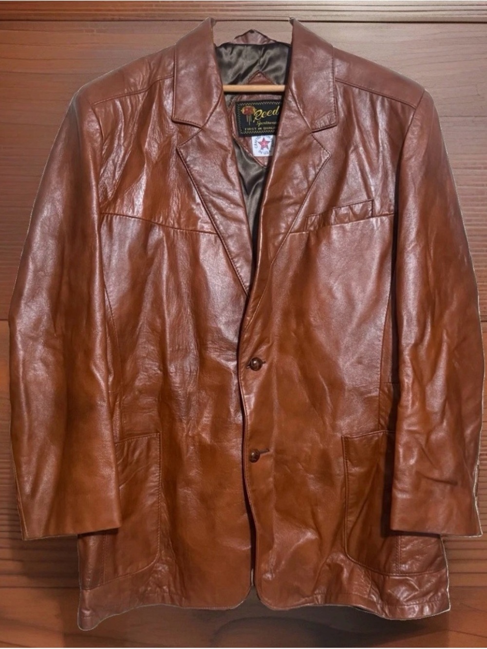 1970 Vintage Reed Genuine Leather Brown Blazer Jacket Size L
